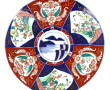 JAPON - Grand plat rond en porcelaine à 