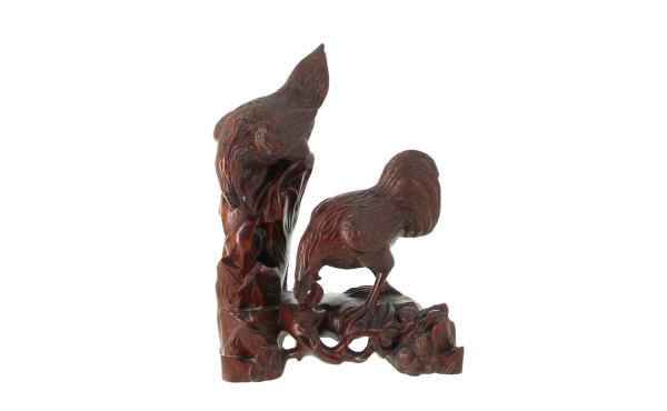 CHINE - Deux poules sur un tertre, sujet