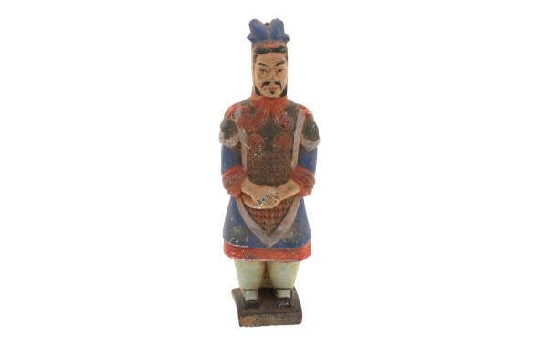 Statuette chinoise en terre cuite polych