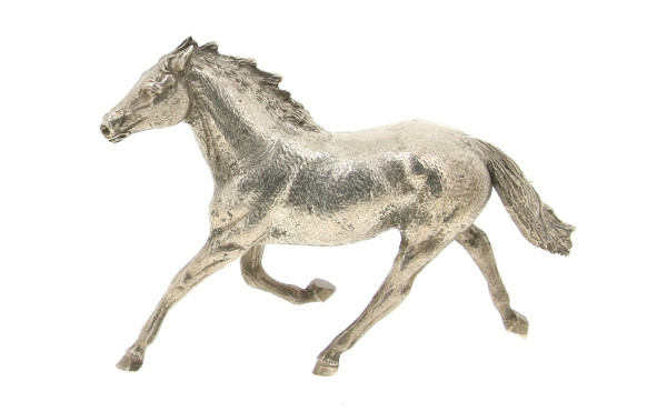 CHEVAL au trot, sujet en métal argenté, 