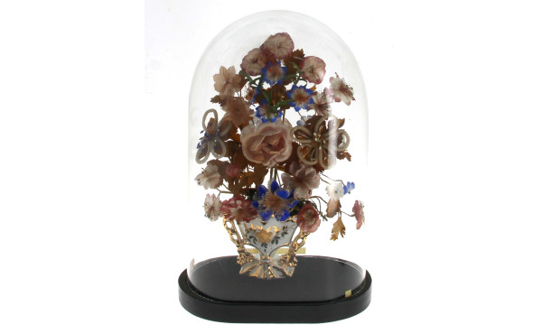 Globe de mariée ancien en verre contenan
