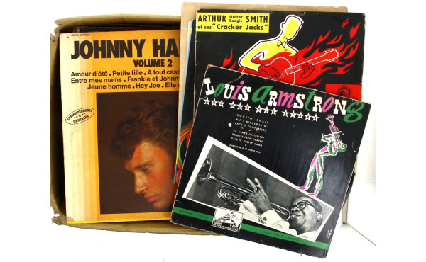 Carton de disques différents formats et 