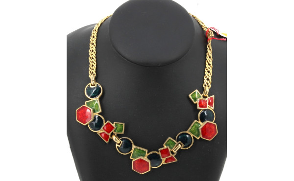 LERITZ - Collier en métal doré et émail 