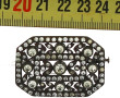 Broche plaque en métal et strass, début 