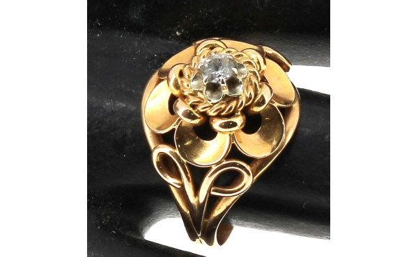 Bague en or jaune 18 carats, poinçon têt