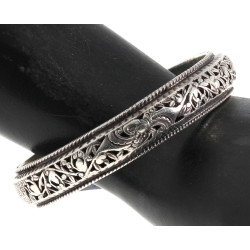 Bracelet jonc en alliage d'argent, décor