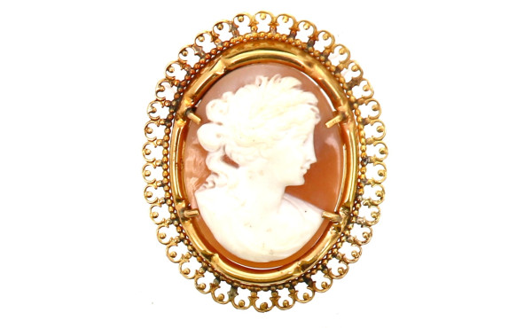 Broche-pendentif camée coquille à profil