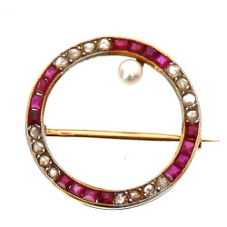 Petite broche circulaire ancienne en or 
