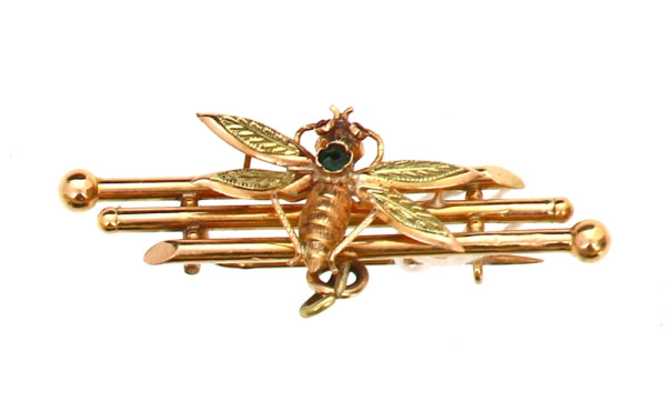 Broche-pendentif abeille en or jaune et 