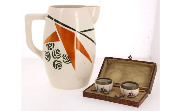 Broc en faïence de SALINS à décor floral