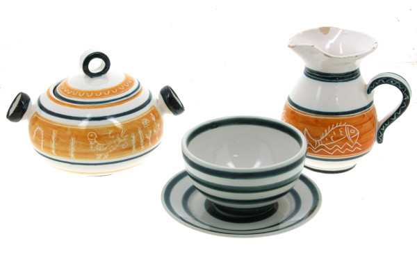 YVON ROY - Lot de 2 pièces en faïence : 