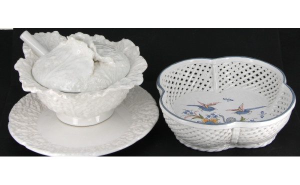 Petite soupière chou en barbotine blanch