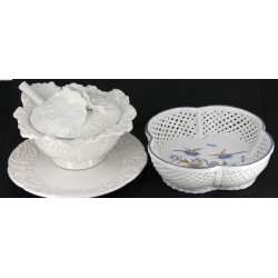 Petite soupière chou en barbotine blanch