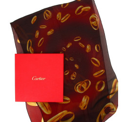 CARTIER - Echarpe en crêpe de soie à déc