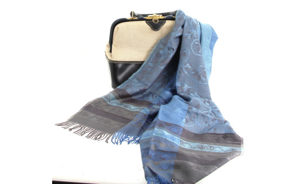 Echarpe bleue style Pashmina, 100% acryl