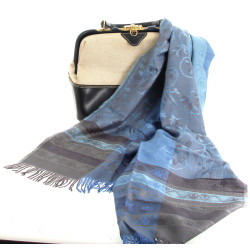 Echarpe bleue style Pashmina, 100% acryl