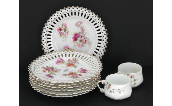 7 assiettes à dessert en porcelaine ajou