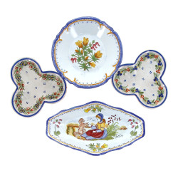 QUIMPER - Lot de 4 pièces en faïence pol