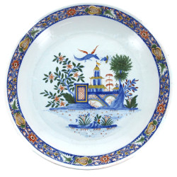 QUIMPER - RARE plat rond creux uni en fa