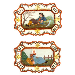 PB - Paire de plats décoratifs à décor e