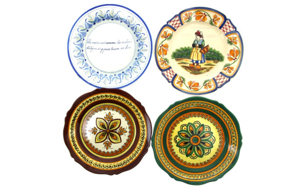 Henriot et HB Quimper - 4 assiettes en f