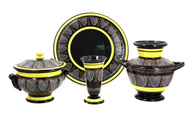 HB QUIMPER - Décor perlé noir et jaune -