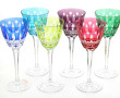 6 verres roemers en cristal de couleurs,
