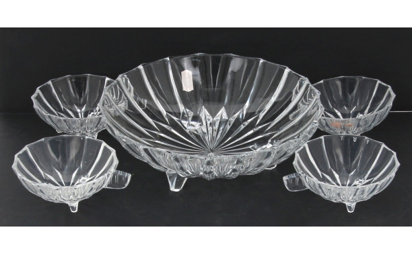 Service à crème en verre moulé comprenan