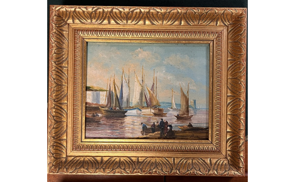 Ecole Xxe "Marine" huile sur panneau 18 