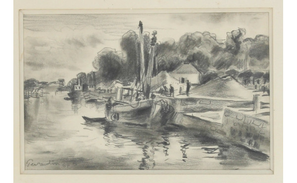 Abel BERTRAM (1871-1954) "Barques, mer c