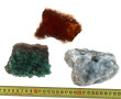 3 blocs de mineraux 9 à 13 cm (vert, ble
