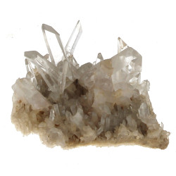 Bloc de longs cristaux de roche avec des