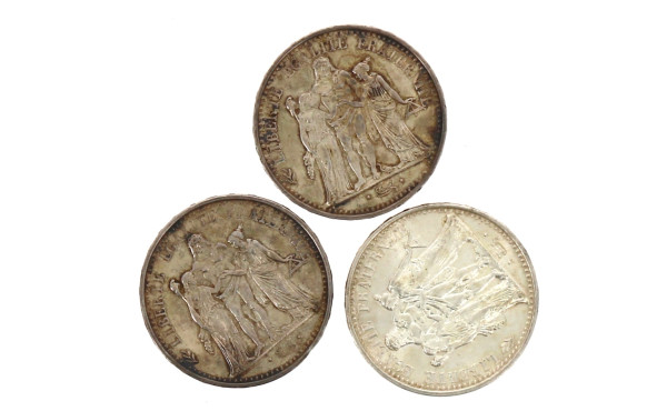 3 pièces de 10 F argent