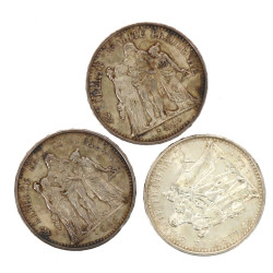 3 pièces de 10 F argent