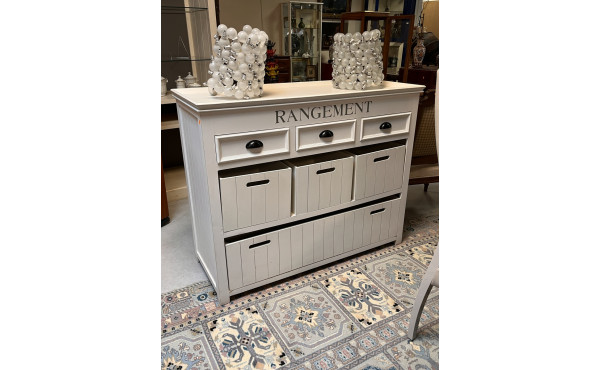 Meuble de rangement blanc ouvrant à 3 ti