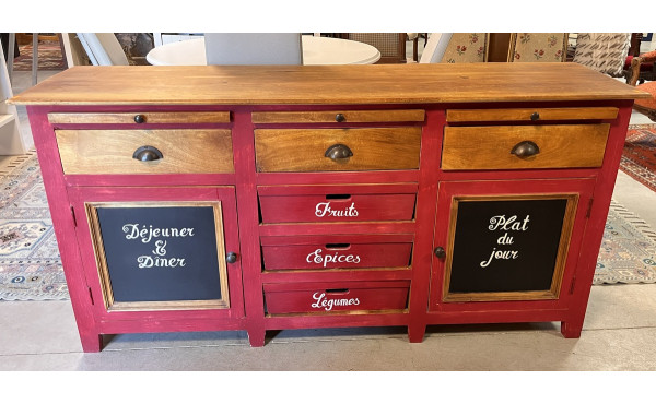 Buffet en enfilade, plateau en bois natu