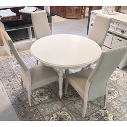 Table ronde blanche avec 2 allonges et 4