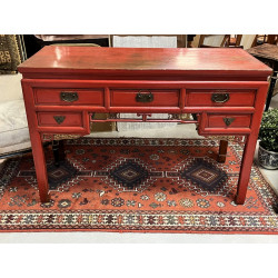 CHINE - Bureau ancien en cèdre laqué rou