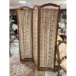 Paravent 4 feuilles en pin et tissu déco