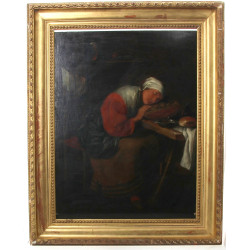 Ecole XIXème "La paysanne endormie", hui