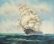 Ecole fin Xxème "Voilier en mer", huile 