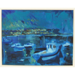 Ecole Française fin Xxème "Bateaux au mo