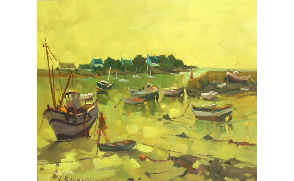 J. BACONNAIS (Xxe) "Bateaux à sec", huil