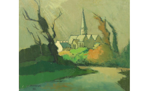 Yan MORVAN (1914-1996) "Village en Finis