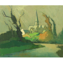 Yan MORVAN (1914-1996) "Village en Finis