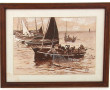 Monogramme HD "Scène de pêche", gouache 