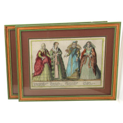 Etudes de costumes - Paire de gravures a