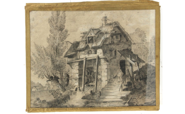 A.BRIAND (XIXè-Xxè) "Paysage animé au mo