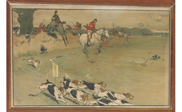 Cecil ALDIN (1870-1935) "La chasse à cou