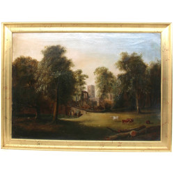 Ecole Anglaise XIXème "Paysage", huile s